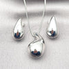 Rhodium Plated Earring and Pendant Adult Set, Chunky and Hollow Design, Polished, Rhodium Finish, 10.368.0002.1