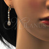 Oro Laminado Long Earring, Gold Filled Style Teardrop Design, with White Cubic Zirconia, Polished, Golden Finish, 02.217.0052
