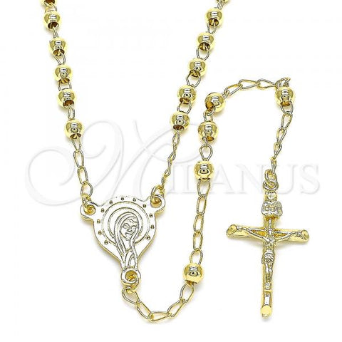 Oro Laminado Thin Rosary, Gold Filled Style Altagracia and Crucifix Design, Polished, Golden Finish, 09.213.0030.24