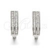 Sterling Silver Huggie Hoop, with White Micro Pave, Polished, Rhodium Finish, 02.175.0044.15