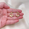 Oro Laminado Stud Earring, Gold Filled Style Chunky Design, Polished, Golden Finish, 02.195.0289