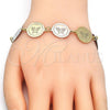 Oro Laminado Fancy Bracelet, Gold Filled Style Butterfly Design, Polished, Tricolor, 03.63.2042.07