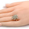 Oro Laminado Multi Stone Ring, Gold Filled Style Turtle Design, with White and Ruby Micro Pave, Polished, Golden Finish, 01.100.0002.09 (Size 9)