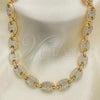 Oro Laminado Basic Necklace, Gold Filled Style Puff Mariner Design, with White Crystal, Polished, Golden Finish, 03.372.0006.18