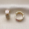 Oro Laminado Huggie Hoop, Gold Filled Style Polished, Tricolor, 02.213.0820.14