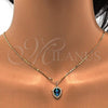 Oro Laminado Pendant Necklace, Gold Filled Style Anchor Design, with Blue Topaz Opal and White Micro Pave, Polished, Golden Finish, 04.63.1326.18