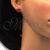 Stainless Steel Stud Earring, Heart Design, with Ruby Crystal, Polished, Golden Finish, 02.271.0022.5