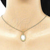Oro Laminado Earring and Pendant Adult Set, Gold Filled Style with Ivory Pearl, Polished, Golden Finish, 10.379.0028