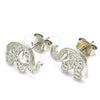 Sterling Silver Stud Earring, Elephant Design, with White Micro Pave, Polished, Rhodium Finish, 02.336.0097