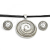 Rhodium Plated Necklace and Earring, Spiral Design, Polished, Rhodium Finish, 06.59.0107