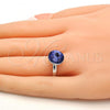 Rhodium Plated Multi Stone Ring, with Tanzanite Swarovski Crystals, Polished, Rhodium Finish, 01.239.0001.3 (One size fits all)