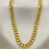 Oro Laminado Basic Necklace, Gold Filled Style Miami Cuban Design, with White Cubic Zirconia, Polished, Golden Finish, 03.278.0003.24
