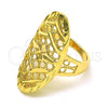 Oro Laminado Elegant Ring, Gold Filled Style Flower and Arrow Design, Diamond Cutting Finish, Golden Finish, 01.233.0036.07