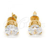 Oro Laminado Stud Earring, Gold Filled Style with White Cubic Zirconia, Polished, Golden Finish, 5.128.020
