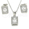 Sterling Silver Earring and Pendant Adult Set, with White Cubic Zirconia, Polished, Rhodium Finish, 10.175.0080