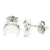 Sterling Silver Stud Earring, Moon Design, Polished, Rhodium Finish, 02.369.0026