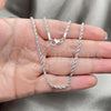 Rhodium Plated Basic Necklace, Rope Design, Polished, Rhodium Finish, 04.64.0001.1.16