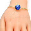Oro Laminado Individual Bangle, Gold Filled Style with Blue Shade Swarovski Crystals, Polished, Golden Finish, 07.239.0012.2 (02 MM Thickness, One size fits all)