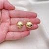 Oro Laminado Huggie Hoop, Gold Filled Style Ball Design, Polished, Golden Finish, 02.195.0246.16