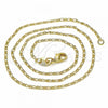 Oro Laminado Basic Necklace, Gold Filled Style Figaro Design, Polished, Golden Finish, 04.32.0015.18