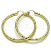 Oro Laminado Extra Large Hoop, Gold Filled Style Hollow Design, Diamond Cutting Finish, Golden Finish, 02.170.0311.70