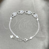 Sterling Silver Fancy Bracelet, Heart Design, with White Cubic Zirconia, Polished, Silver Finish, 03.400.0010.07
