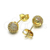 Oro Laminado Stud Earring, Gold Filled Style with White Micro Pave, Polished, Golden Finish, 02.341.0059.1