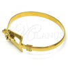 Oro Laminado Individual Bangle, Gold Filled Style Flower Design, Polished, Golden Finish, 07.185.0011.04 (05 MM Thickness, Size 4 - 2.25 Diameter)