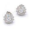 Sterling Silver Stud Earring, with White Cubic Zirconia, Polished, Rhodium Finish, 02.175.0111