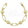 Oro Laminado Fancy Bracelet, Gold Filled Style Ball Design, Polished, Golden Finish, 5.005.010
