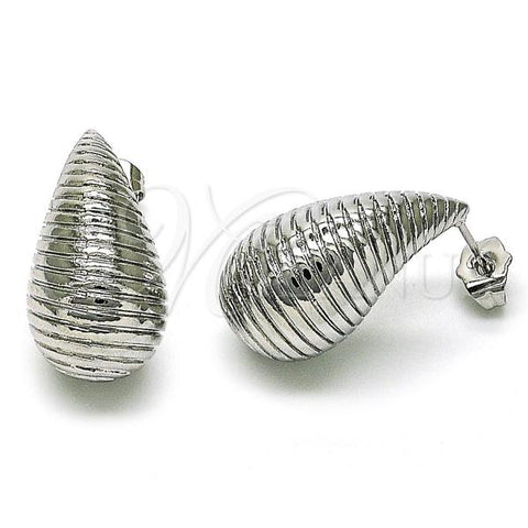 Rhodium Plated Stud Earring, Teardrop Design, Polished, Rhodium Finish, 02.163.0238.1