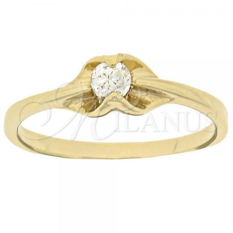 Oro Laminado Multi Stone Ring, Gold Filled Style Solitaire Design, with White Cubic Zirconia, Polished, Golden Finish, 5.166.027.05 (Size 5)