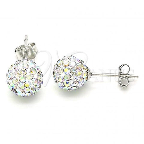 Sterling Silver Stud Earring, with Aurore Boreale Crystal, Polished, Rhodium Finish, 02.332.0042.13