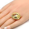 Oro Laminado Multi Stone Ring, Gold Filled Style Chunky Design, with White Crystal, Polished, Golden Finish, 01.241.0003.07 (Size 7)