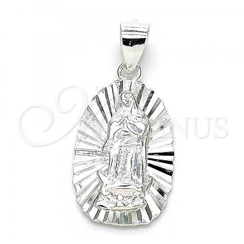 Sterling Silver Fancy Pendant, Guadalupe Design, Polished,, 05.398.0023