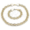 Oro Laminado Necklace and Bracelet, Gold Filled Style Rolo Design, Polished, Golden Finish, 06.331.0001