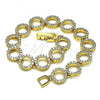 Oro Laminado Fancy Bracelet, Gold Filled Style with White Micro Pave, Polished, Golden Finish, 03.346.0006.07