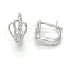 Sterling Silver Huggie Hoop, with White Cubic Zirconia, Polished, Rhodium Finish, 02.175.0190.12