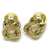 Oro Laminado Stud Earring, Gold Filled Style Rope and Ball Design, Polished, Golden Finish, 02.385.0068