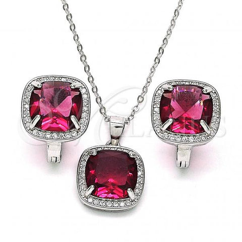 Sterling Silver Earring and Pendant Adult Set, with Dark Amethyst Cubic Zirconia and White Micro Pave, Polished, Rhodium Finish, 10.186.0016.1