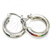 Rhodium Plated Small Hoop, with Multicolor Cubic Zirconia, Polished, Rhodium Finish, 02.210.0294.9.20