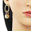 Oro Laminado Long Earring, Gold Filled Style Chunky Design, Polished, Golden Finish, 02.195.0213