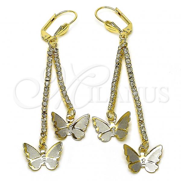 Oro Laminado Long Earring, Gold Filled Style Butterfly Design, with  Cubic Zirconia, Golden Finish, 5.071.011