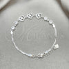 Sterling Silver Fancy Bracelet, Heart Design, with White Cubic Zirconia, Polished, Silver Finish, 03.400.0002.07