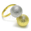 Oro Laminado Elegant Ring, Gold Filled Style Ball Design, Matte Finish, Two Tone, 01.383.0001