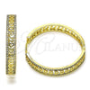 Oro Laminado Huggie Hoop, Gold Filled Style Heart Design, with White Micro Pave, Polished, Golden Finish, 02.204.0031.35