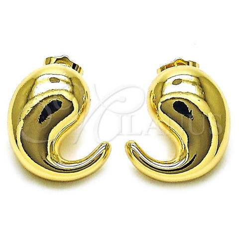 Oro Laminado Stud Earring, Gold Filled Style Teardrop Design, Polished, Golden Finish, 02.163.0351