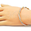 Oro Laminado Individual Bangle, Gold Filled Style and Hollow Polished, Tricolor, 07.170.0066