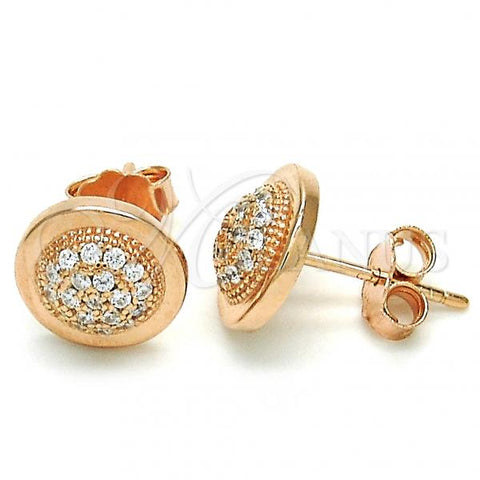 Sterling Silver Stud Earring, with White Cubic Zirconia, Polished, Rose Gold Finish, 02.336.0108.1