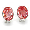 Rhodium Plated Stud Earring, with Rose Peach Swarovski Crystals, Polished, Rhodium Finish, 02.239.0015.6